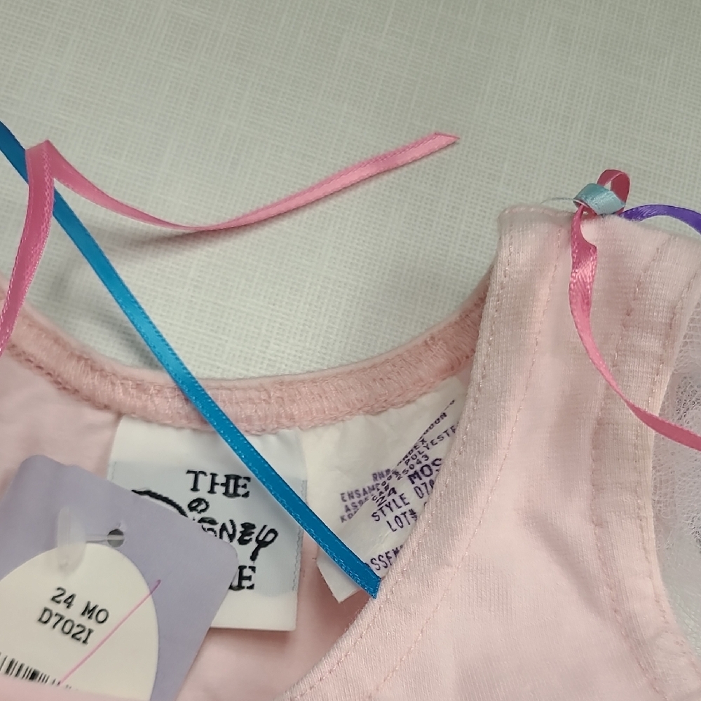 Disney Light Pink Girls' One Piece Snaps At Bottom Has Ribbon At Top 24 Mos